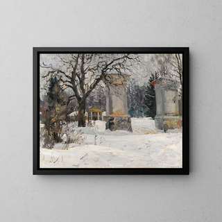 Entrée di un dominio in inverno - Sergei Arsenevich Vinogradov — quadro incorniciato alla parete