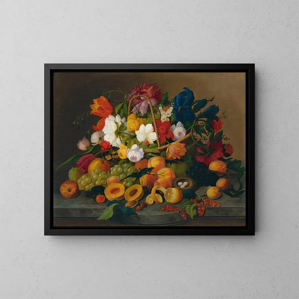 Frutta e fiori - Severin Roesen — quadro incorniciato alla parete