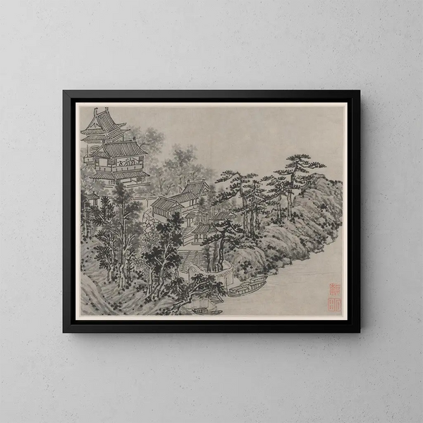 Pavillon dell'arrampicata sulle nuvole delle Dodici vedute della collina del tigre a Suzhou - Shen Zhou — quadro incorniciato alla parete