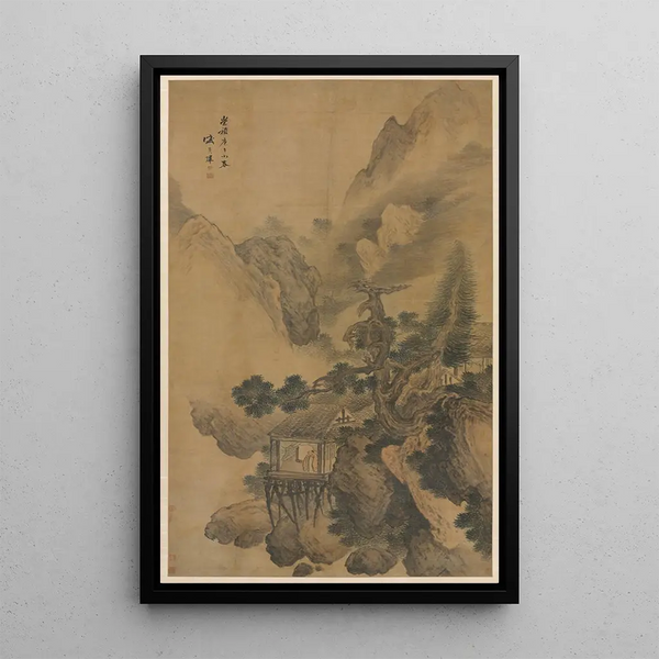 Retraite Solitaire surplombant une Vallée Brumeuse - Sheng Maoye — quadro incorniciato alla parete