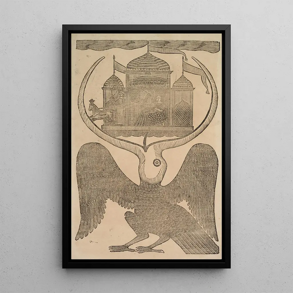 Jatayu entrave le char de Ravana en essayant d'empêcher l'enlèvement de Sita - Shri Gobinda Chandra Roy — quadro incorniciato alla parete