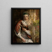 Donna in costume folkloristico che legge un libro - Sigmund Sokolowski — quadro incorniciato alla parete