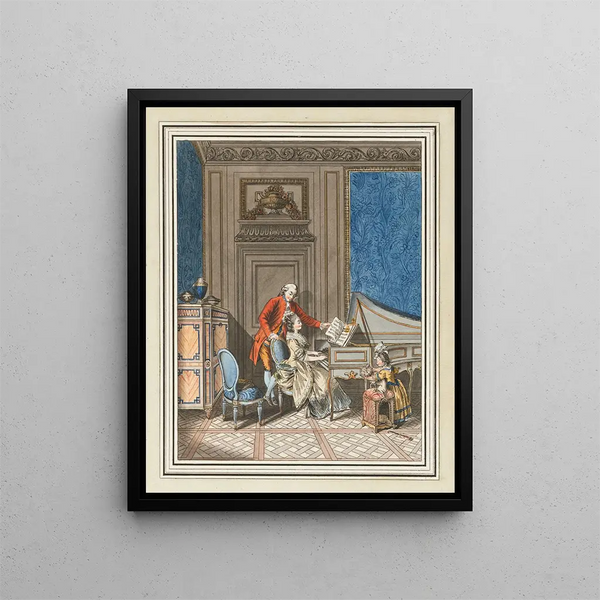 La lezione di clavicembalo - Sigmund Freudenberger — quadro incorniciato alla parete