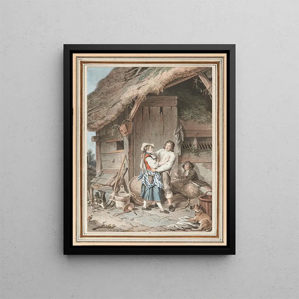 Il dolce rifiuto della contadina bernese - Sigmund Freudenberger — quadro incorniciato alla parete