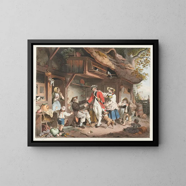 Ritorno del soldato svizzero nel paese - Sigmund Freudenberger — quadro incorniciato alla parete