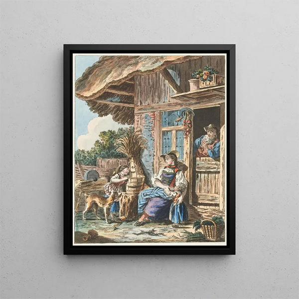 Davanti alla fattoria - Sigmund Freudenberger — quadro incorniciato alla parete