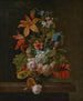 Tulipani, rose, iris e vari fiori in un vaso di vetro su un davanzale di pietra - Simon Verelst — vista dell’opera