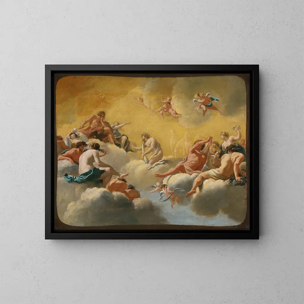 L'Assemblea degli dèi - Simon Vouet — quadro incorniciato alla parete