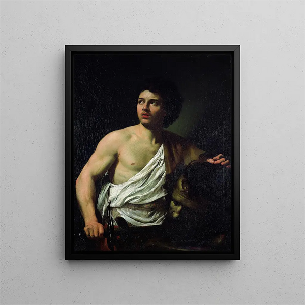 David con la testa di Golia - Simon Vouet — quadro incorniciato alla parete