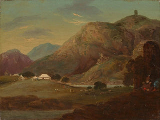 Un accampamento ai margini di un fiume al tramonto - Sir Charles D'Oyly — vista dell’opera