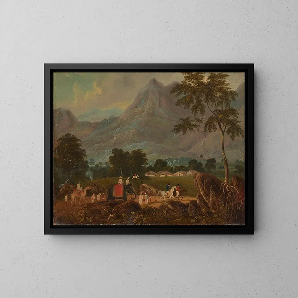 La strada da Calcutta a Patna con un elefante e un cammello - Sir Charles D'Oyly — quadro incorniciato alla parete