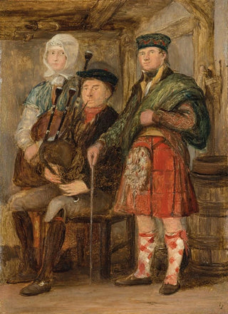 Sir David Wilkie - A highland interior with a bagpipe player.webp