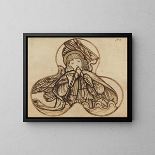 Angelo che suona la flauto - Sir Edward Coley Burne-Jones — quadro incorniciato alla parete