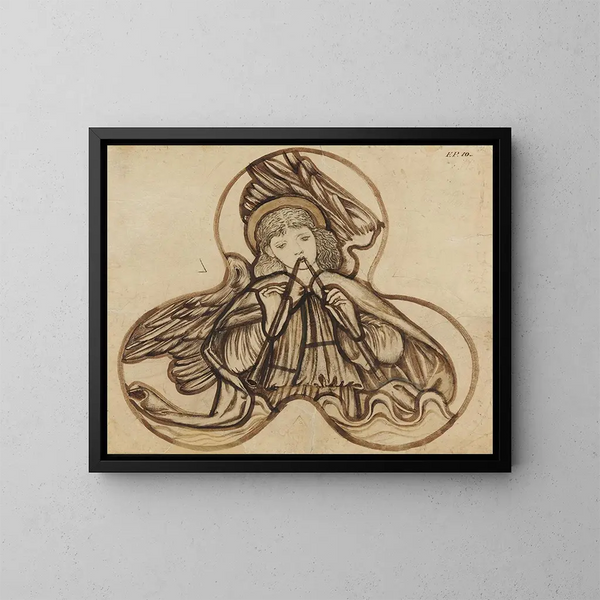 Angelo che suona la flauto - Sir Edward Coley Burne-Jones — quadro incorniciato alla parete