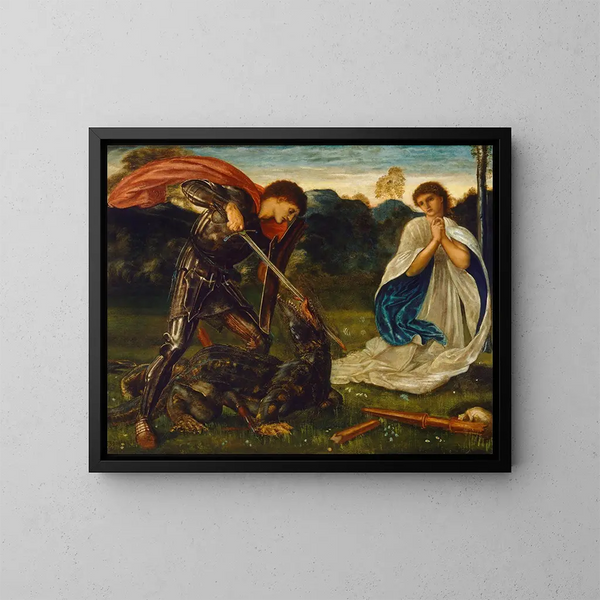 La lotta di San Giorgio contro il drago VI - Sir Edward Coley Burne-Jones — quadro incorniciato alla parete