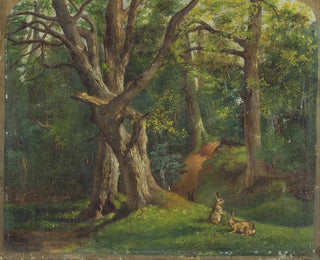 Scène forestière con conigli - Sir Hubert von Herkomer — vista dell’opera