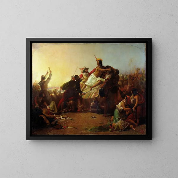 Pizarro che cattura l'Inca del Perù - Sir John Everett Millais — quadro incorniciato alla parete