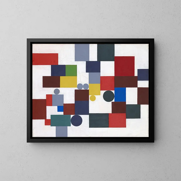 Composition con tétragoni, rettangoli e cerchi congruenti - Sophie Taeuber-Arp — quadro incorniciato alla parete