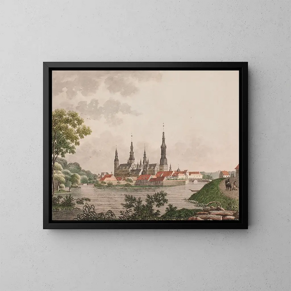Prospectus del castello reale di Frederiksborg a Sjælland - Søren L. Lange — quadro incorniciato alla parete