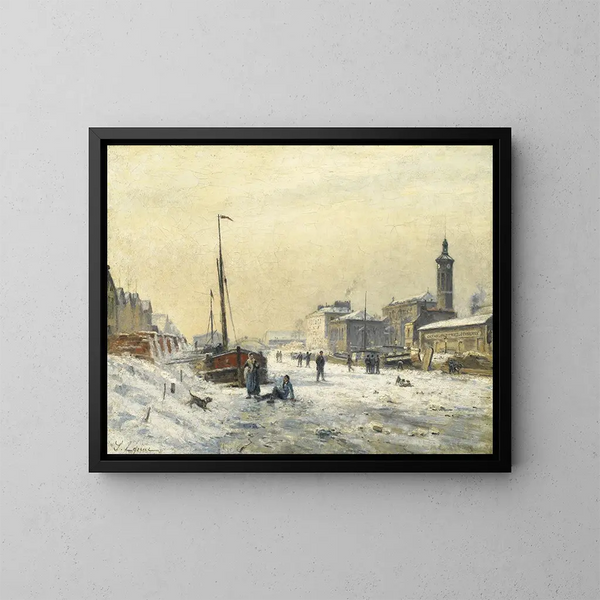 Le Bassin de la Villette en hiver - Stanislas Lépine — quadro incorniciato alla parete