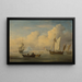 Una galea con ancora e due barche da pesca vicino alla riva - Atelier di Willem van de Velde II — quadro incorniciato alla parete