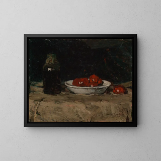 Susanne Bisschop - Stilleben mit Glasflasche und Tomaten.webp