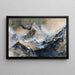 Quadro Astratto – Elevazione Minerale | Poster Murale Montagna Stilizzata con Toni Neutri e Dettagli Dorati