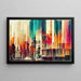 Quadro Astratto – Fusione Urbana Cromatica | Poster Murale Colorato con Forme Verticali e Architettura Stilizzata