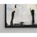 Quadro Astratto – Silhouette in sospensione | Poster murale enigmatico in nero e blu su sfondo chiaro