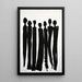 Quadro decorativo – Silhouette unite | Poster astratto minimalista nero e bianco | Poster elegante di gruppo umano stilizzato