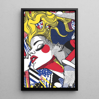 Tableau Pop Art – Beauté en Mouvement | Affiche Glamour Style Lichtenstein | Poster Coloré Rétro et Émotionnel pour Déco Contemporaine