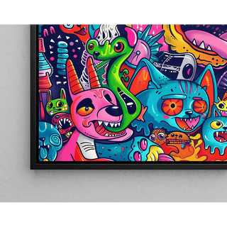 Tableau Pop Art – Explosion Chromatique | Affiche Doodle Urbaine et Colorée | Poster Fantaisie Graffiti pour Déco Dynamique et Ludique