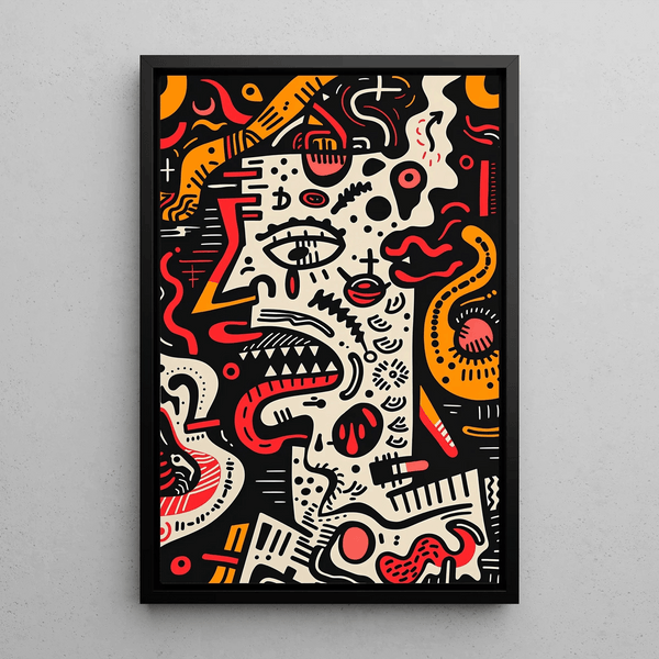 Tableau Pop Art – Visage Déstructuré | Affiche Abstraite Colorée Style Graphique Brut | Poster Émotionnel et Urbain pour Déco Contemporaine