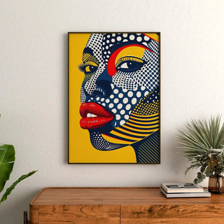 Tableau Pop Art – Visage Pop | Affiche Graphique Colorée Style Lichtenstein | Poster Contemporain de Profil Féminin pour Déco Murale Audacieuse