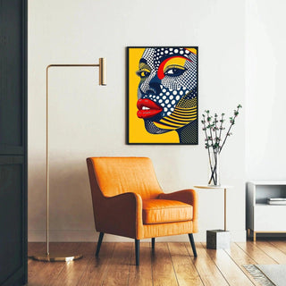 Tableau Pop Art – Visage Pop | Affiche Graphique Colorée Style Lichtenstein | Poster Contemporain de Profil Féminin pour Déco Murale Audacieuse