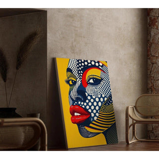 Tableau Pop Art – Visage Pop | Affiche Graphique Colorée Style Lichtenstein | Poster Contemporain de Profil Féminin pour Déco Murale Audacieuse