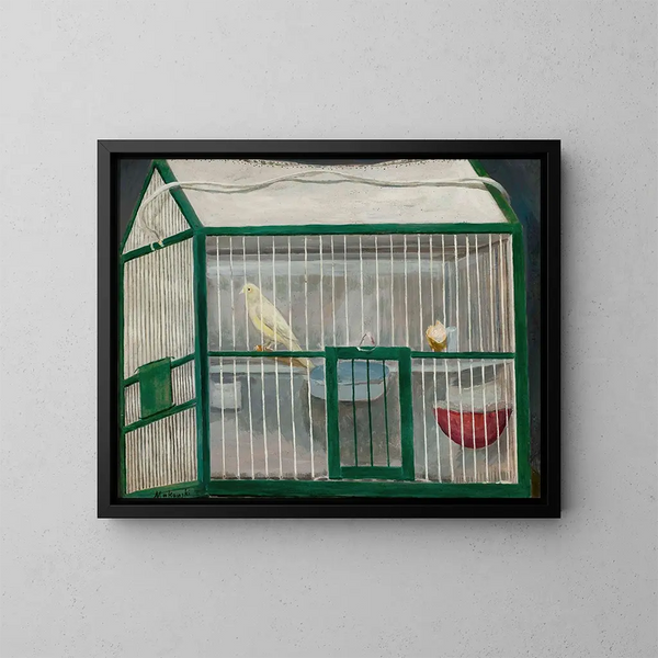 gabbia con un canarino - Tadeusz Makowski — quadro incorniciato alla parete