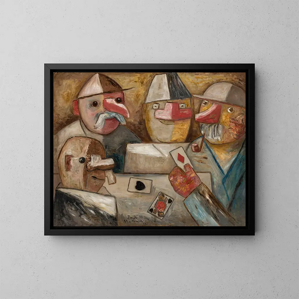 Gioco di carte - Tadeusz Makowski — quadro incorniciato alla parete