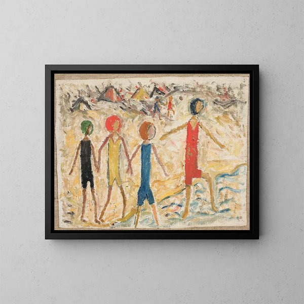 Bambini sulla spiaggia - Tadeusz Makowski — quadro incorniciato alla parete