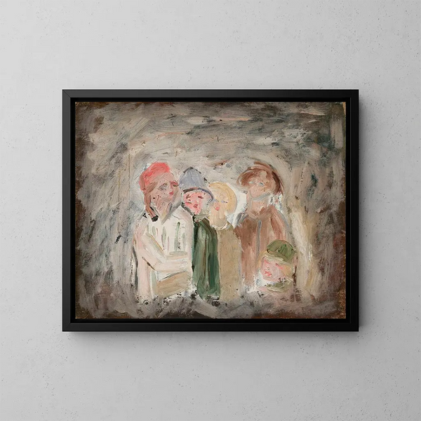 Cinque bambini - Tadeusz Makowski — quadro incorniciato alla parete