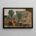 Frammento di una casa con due alberi - Tadeusz Makowski — quadro incorniciato alla parete