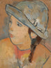 La tête d'une fille avec un chapeau bleu - Tadeusz Makowski — vista dell’opera