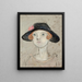 Una testa di donna con un cappello nero - Tadeusz Makowski — quadro incorniciato alla parete