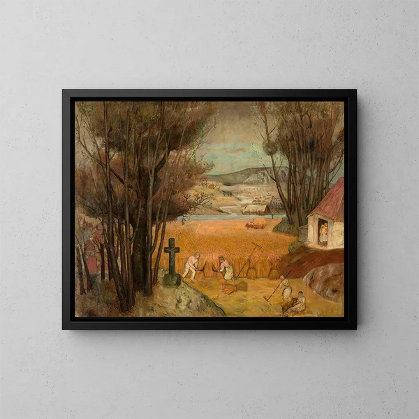 Raccolta in un campo - Tadeusz Makowski — quadro incorniciato alla parete