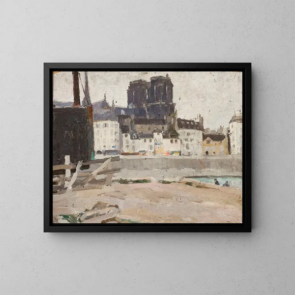 Paesaggio con la cattedrale di Notre-Dame - Tadeusz Makowski — quadro incorniciato alla parete