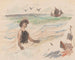 Lettera a Maria Mickiewiczwna con un disegno autoritratto dell'artista che si immerge nel - Tadeusz Makowski — vista dell’opera