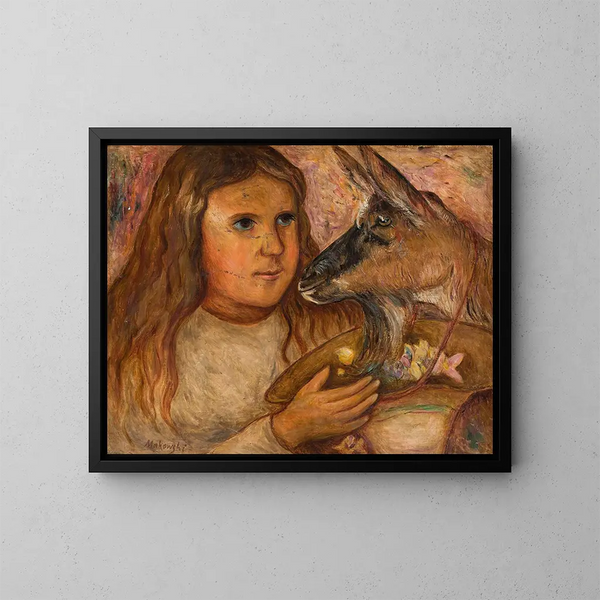 Piccola ragazza con una capra - Tadeusz Makowski — quadro incorniciato alla parete