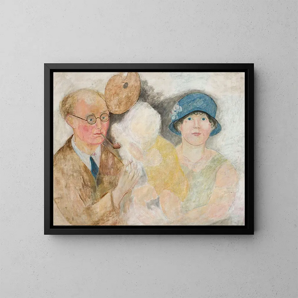 Ritratto di un pittore e della sua famiglia - Tadeusz Makowski — quadro incorniciato alla parete