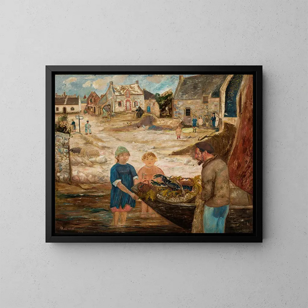 Ritorno di una battuta di pesca di gamberi d'acqua dolce - Tadeusz Makowski — quadro incorniciato alla parete