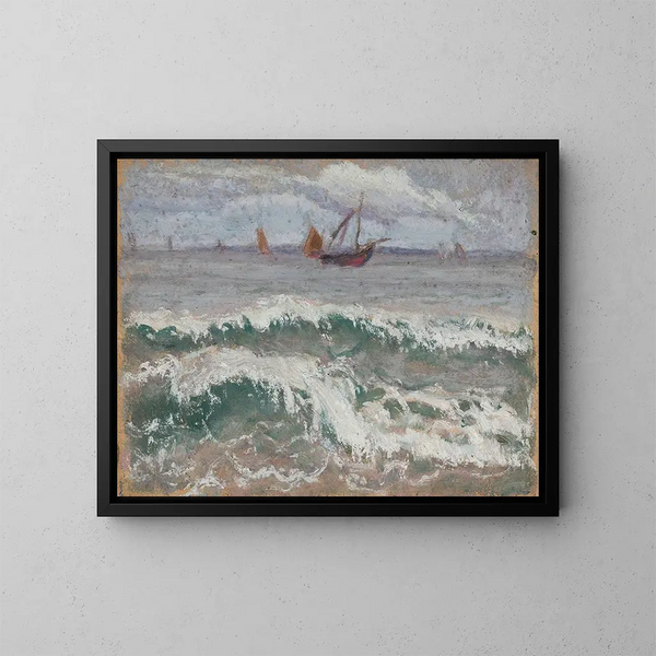 Mer tempestosa con barche - Tadeusz Makowski — quadro incorniciato alla parete